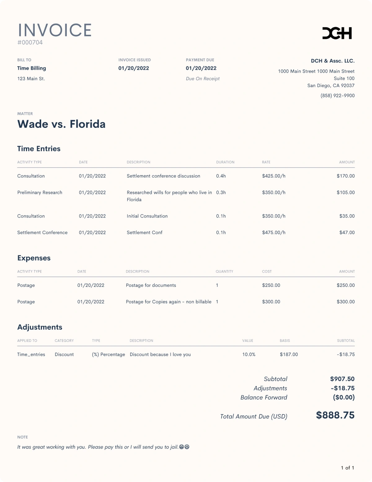 Lawmatics Invoice