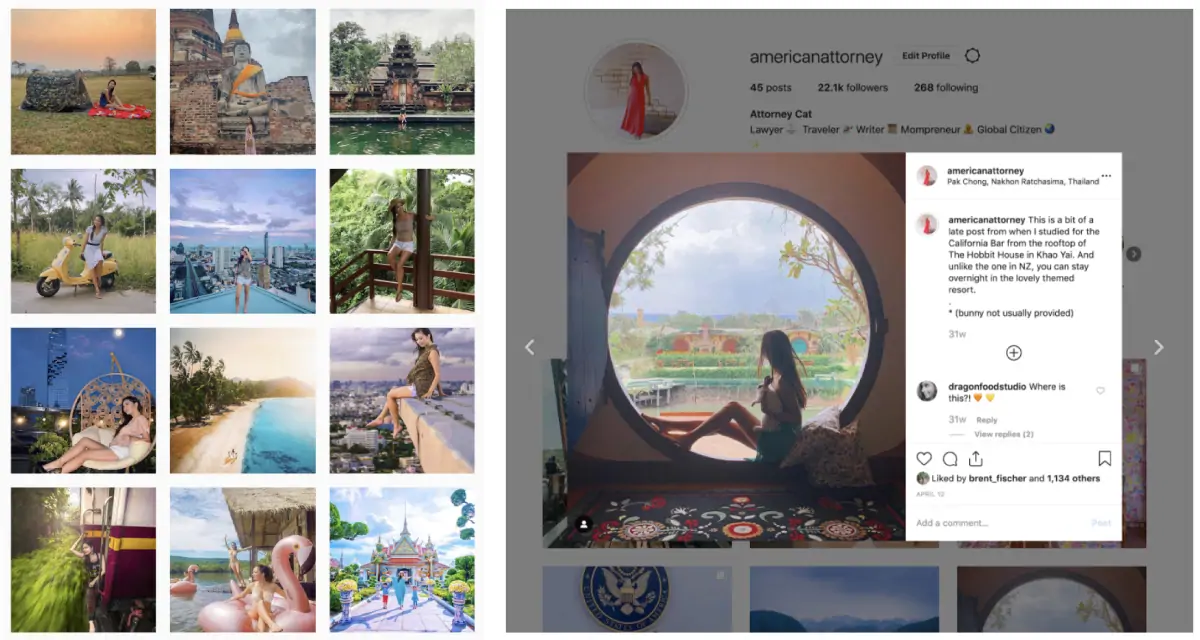 A portion of Catherine Tang's Instagram feed.