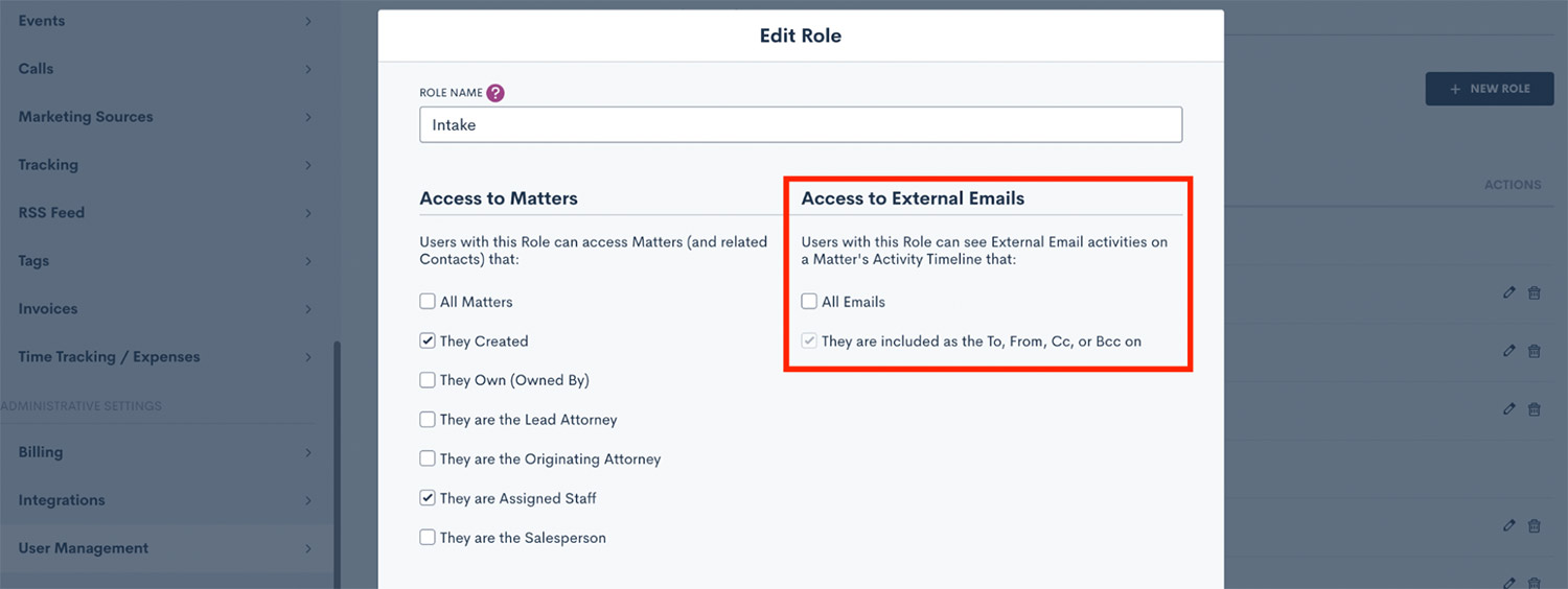 Custom User Permissions for Viewing Email Communications