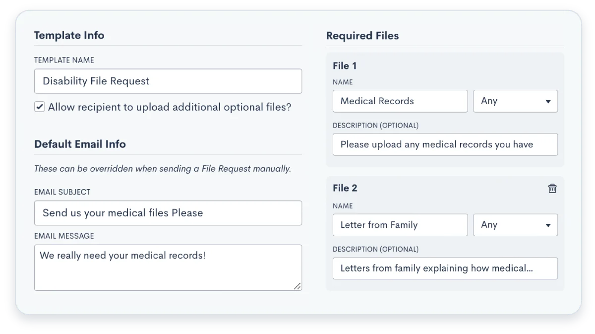 File Requests in Form Templates