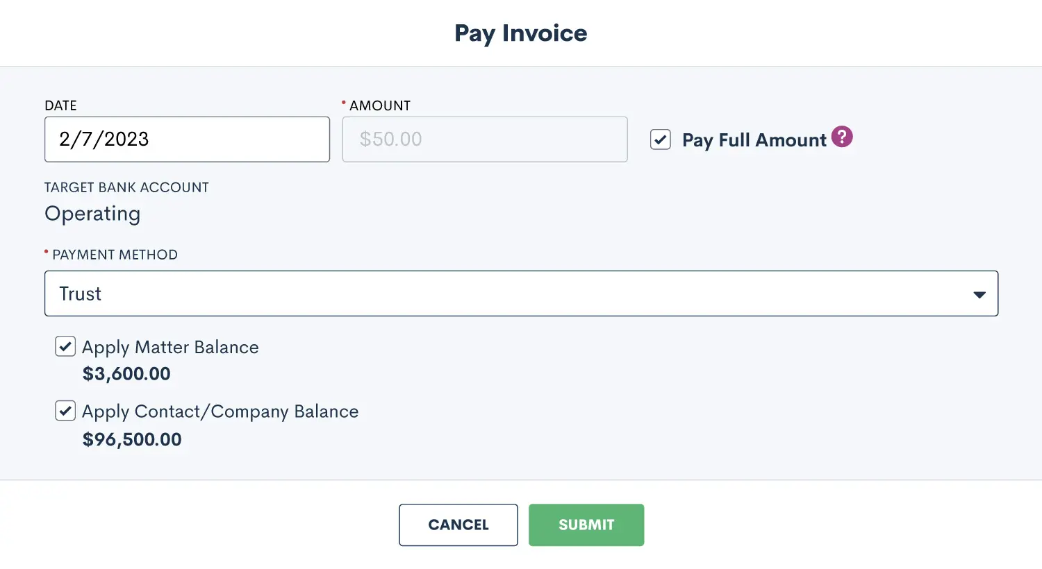 Pay Invoice From Trust Account