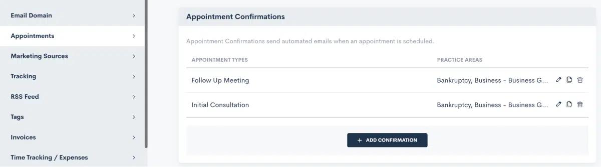 Built-In Appointment Confirmation