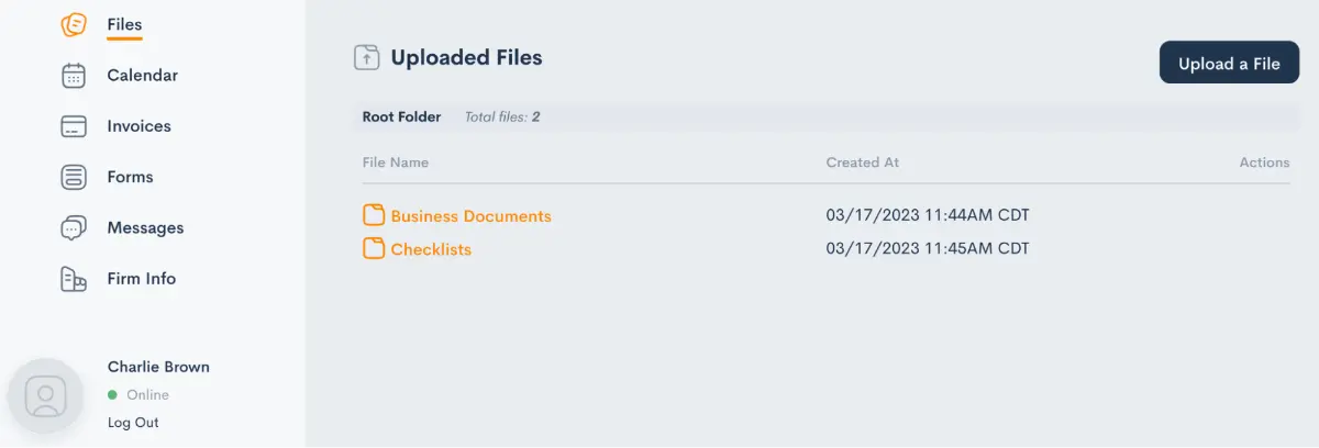 Customer Portal Shared File Folders