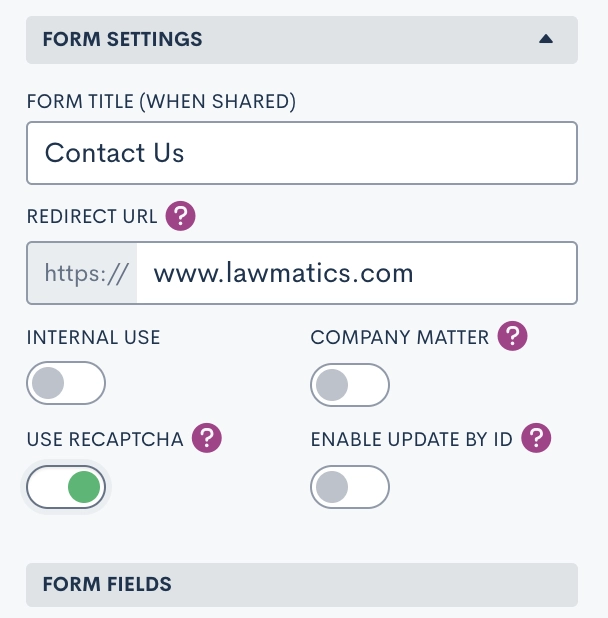 Form settings